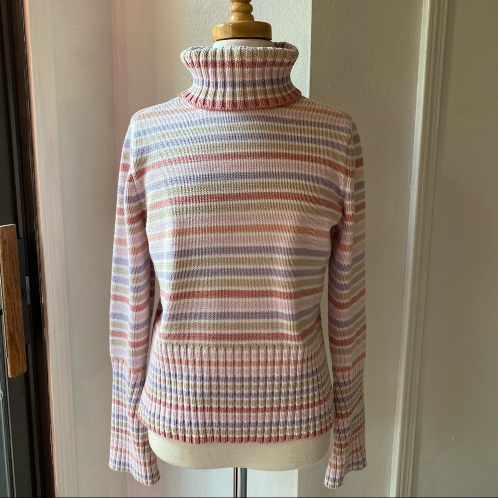Y2K Striped Ribbed Turtleneck